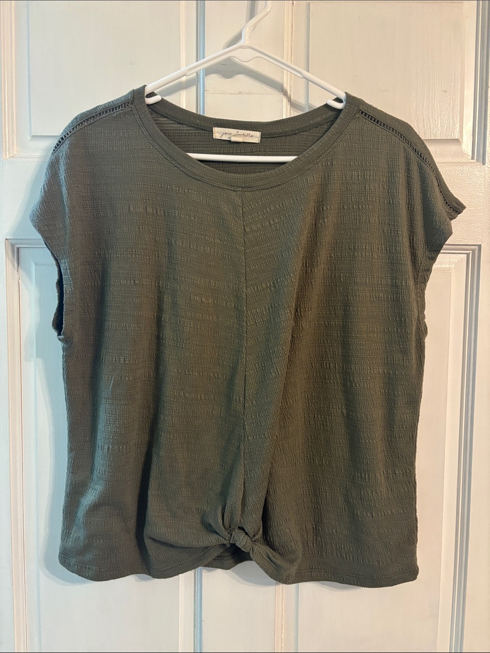 Olive Knot-Front Short Sleeve Tee by Joy January